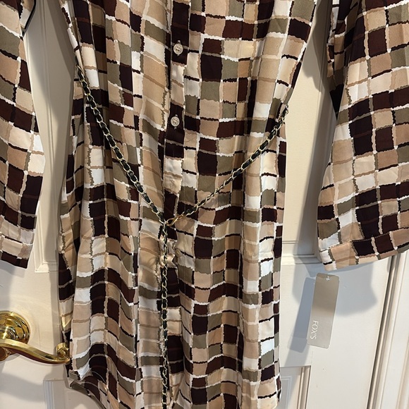 Geometric Patterned Shirt Dress L - Picture 3 of 7